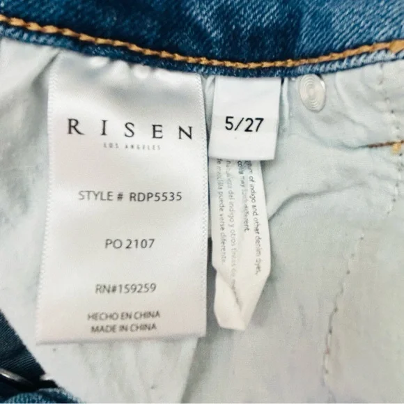 RISEN High Rise Button Fly Ankle Straight Leg. Size 5 /27” - Picture 5 of 16